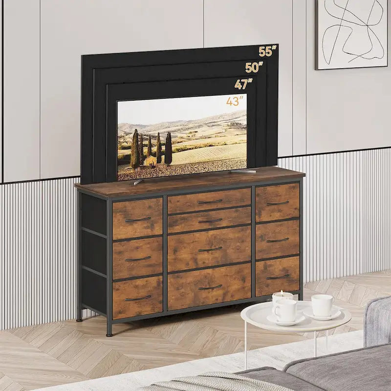 Bedroom Dresser with 10 Large Drawers for 55 Long TV Stand - 55 inches-12