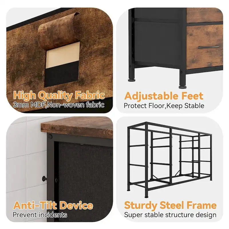 Bedroom Dresser with 10 Large Drawers for 55 Long TV Stand - 55 inches-14