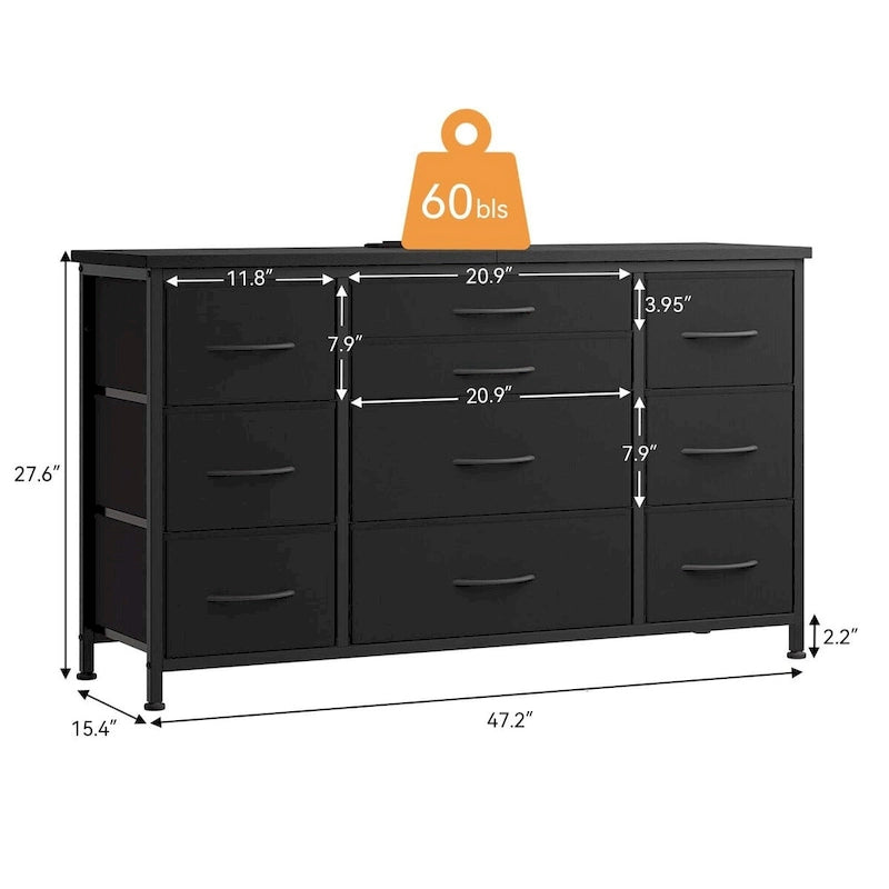 Bedroom Dresser with 10 Large Drawers for 55 Long TV Stand - 55 inches-17