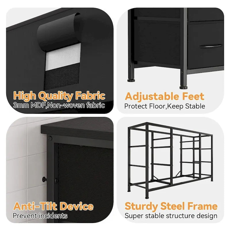 Bedroom Dresser with 10 Large Drawers for 55 Long TV Stand - 55 inches-18