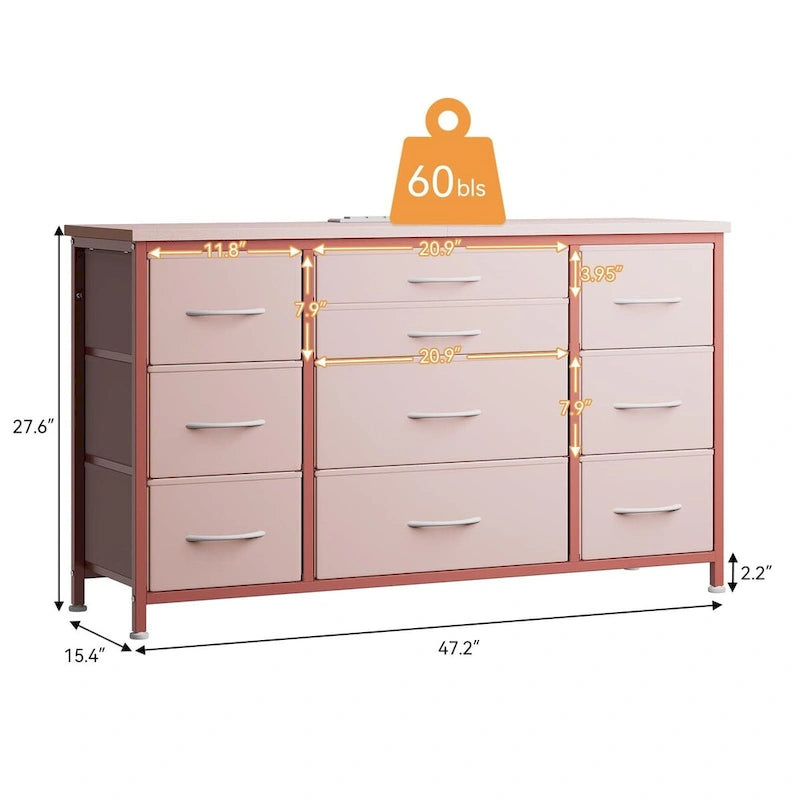 Bedroom Dresser with 10 Large Drawers for 55 Long TV Stand - 55 inches-26