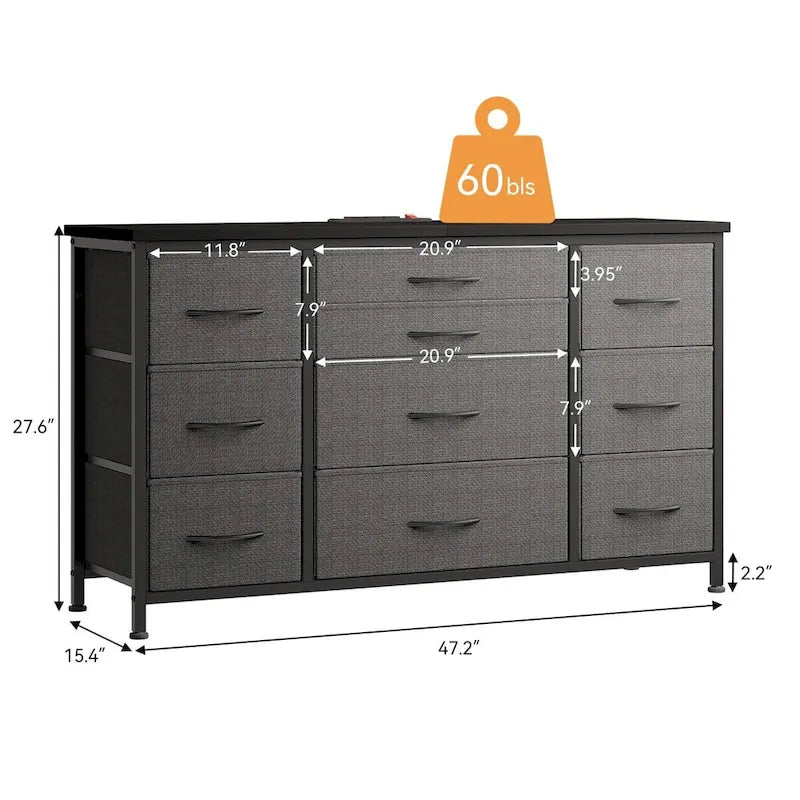 Bedroom Dresser with 10 Large Drawers for 55 Long TV Stand - 55 inches-35