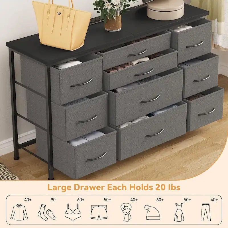 Bedroom Dresser with 10 Large Drawers for 55 Long TV Stand - 55 inches-36