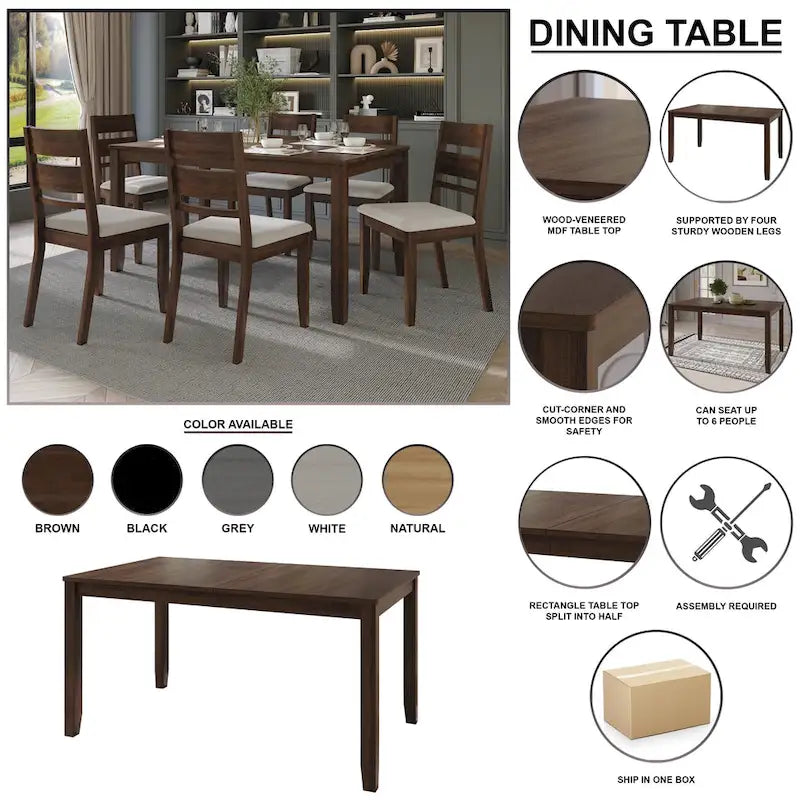 CraftPorch Contemporary 5-piece Wooden Dining Set-15