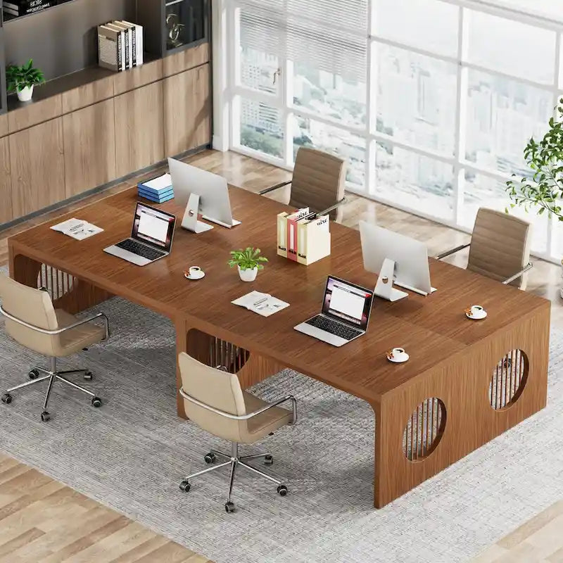 63 Computer Office Desk, Industrial Executive Desk, Rectangular Sturdy Writing Table with Wooden Tabletop for Home Office-5