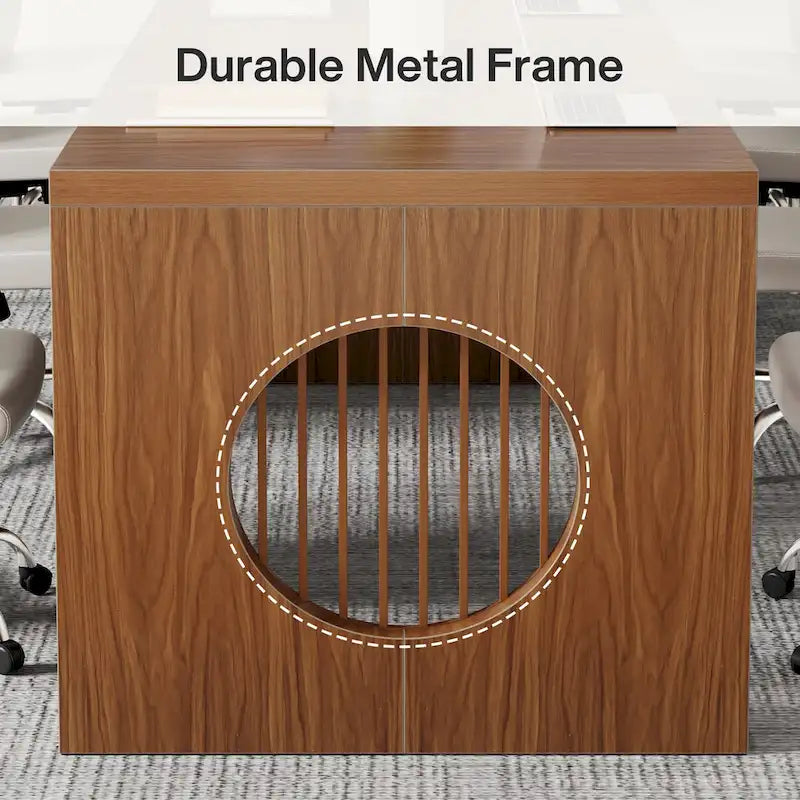 63 Computer Office Desk, Industrial Executive Desk, Rectangular Sturdy Writing Table with Wooden Tabletop for Home Office-6