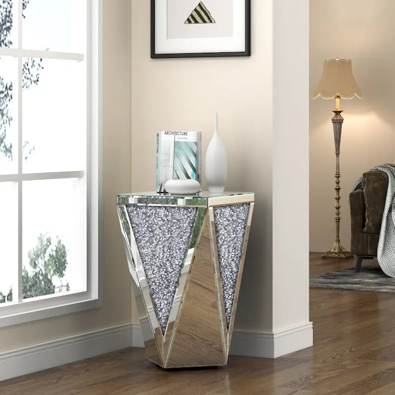 KOHROS Diamond Mirrored Console Table-3