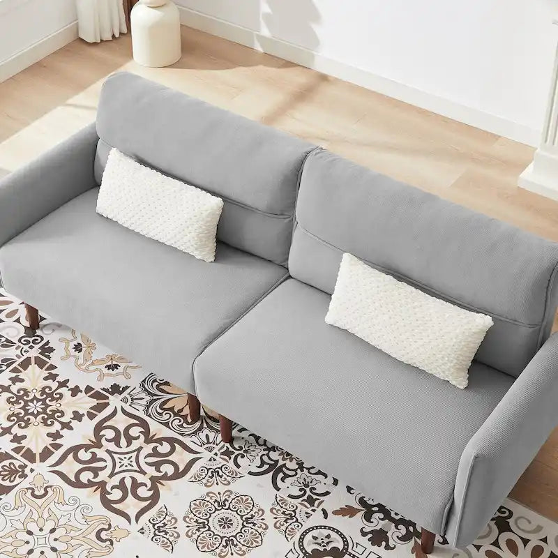 Convertible Futon Sofa Bed, Adjustable Couch Sleeper, Couch Corduroy Fabric Comfy Sofa bed with Wooden Legs & 2 Pillows-23