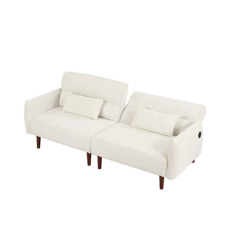 Convertible Futon Sofa Bed, Adjustable Couch Sleeper, Couch Corduroy Fabric Comfy Sofa bed with Wooden Legs & 2 Pillows-6