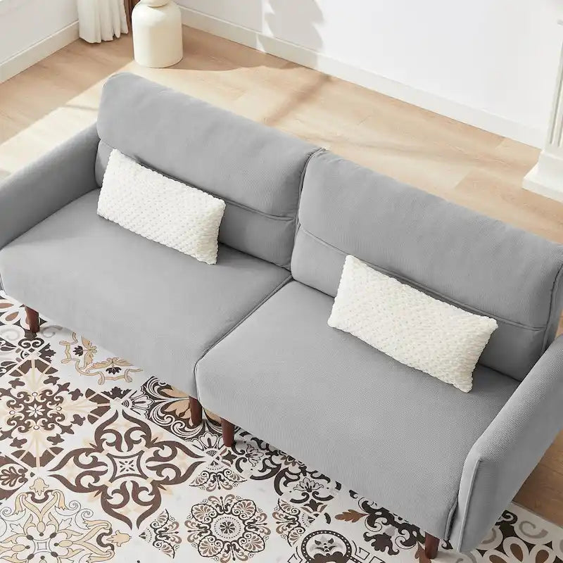 Convertible Futon Sofa Bed, Adjustable Couch Sleeper, Couch Corduroy Fabric Comfy Sofa bed with Wooden Legs & 2 Pillows-10