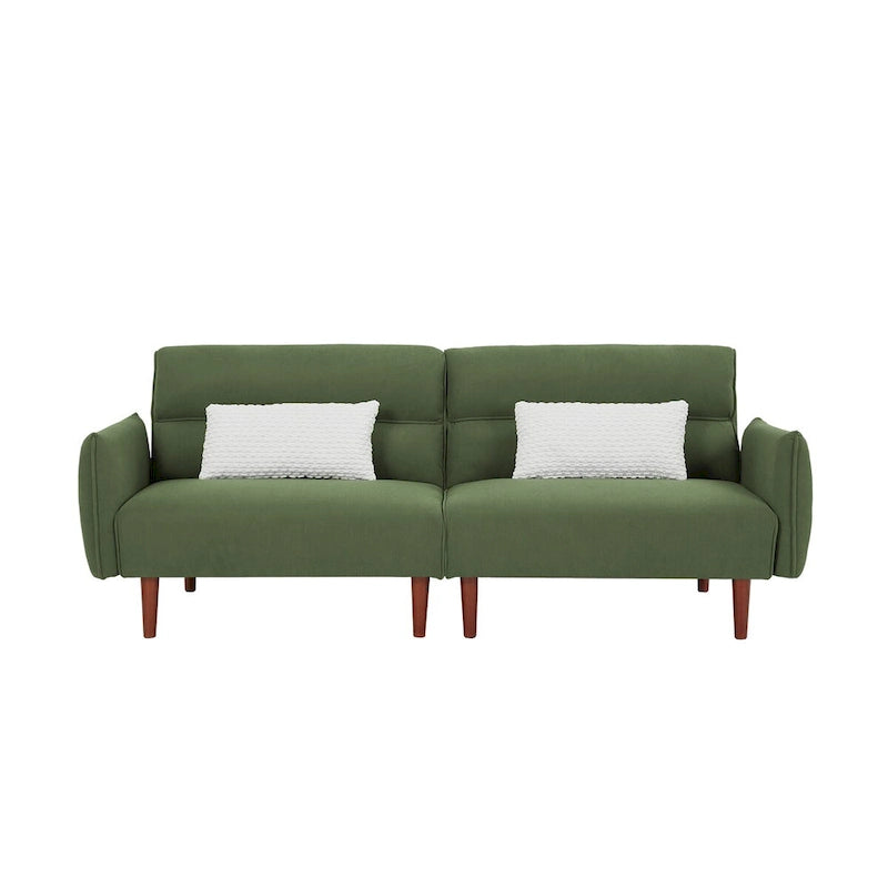 Convertible Futon Sofa Bed, Adjustable Couch Sleeper, Couch Corduroy Fabric Comfy Sofa bed with Wooden Legs & 2 Pillows-18