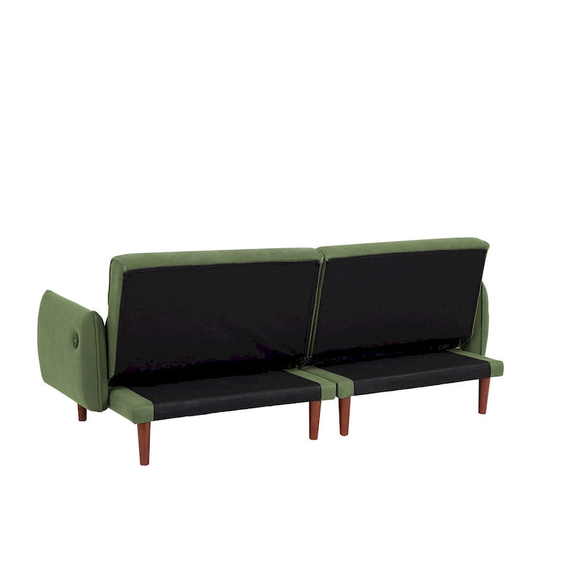 Convertible Futon Sofa Bed, Adjustable Couch Sleeper, Couch Corduroy Fabric Comfy Sofa bed with Wooden Legs & 2 Pillows-20