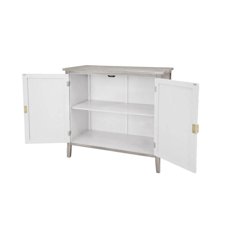 2 Door Cabinet, American Furniture, Suitable for Bedroom, Living Room, Study,Grey+White-3