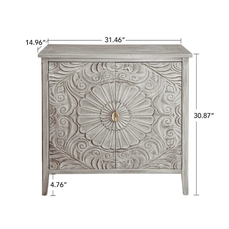 2 Door Cabinet, American Furniture, Suitable for Bedroom, Living Room, Study,Grey+White-6