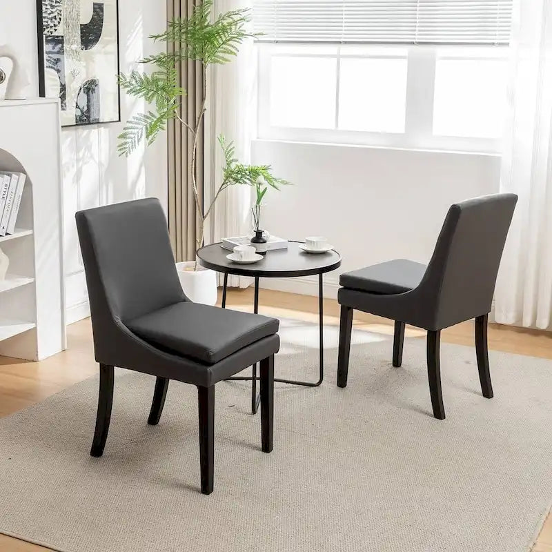 Modern Armless Padded Dining Chairs, Set of 2, with Solid Wood Legs, Suitable for Kitchen, Dining Room-2