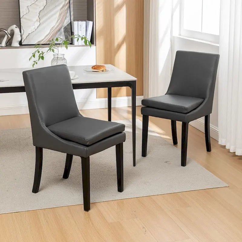 Modern Armless Padded Dining Chairs, Set of 2, with Solid Wood Legs, Suitable for Kitchen, Dining Room-4