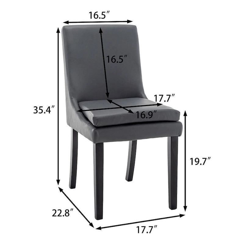 Modern Armless Padded Dining Chairs, Set of 2, with Solid Wood Legs, Suitable for Kitchen, Dining Room-6