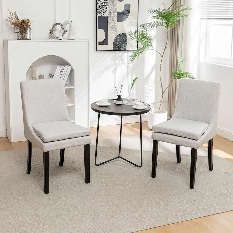 Modern Armless Padded Dining Chairs, Set of 2, with Solid Wood Legs, Suitable for Kitchen, Dining Room-8