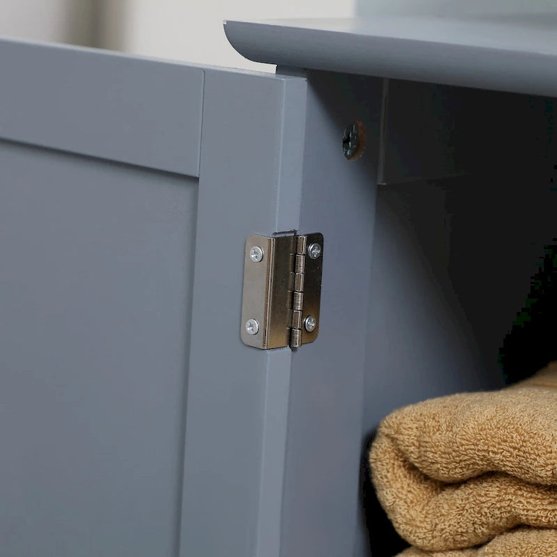 Under Sink Bathroom Cabinet with 2 Doors and Shelf, Pedestal Sink Bathroom Vanity Cabinet, Gray-8