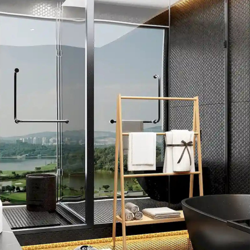 Bamboo Ladder Towel Rack with Storage Shelf