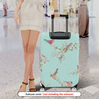 1-Piece Bird Flower Branch Butterfly Pastel Romantic  Suitcase Luggage Cover, Stretch Protective Sleeve