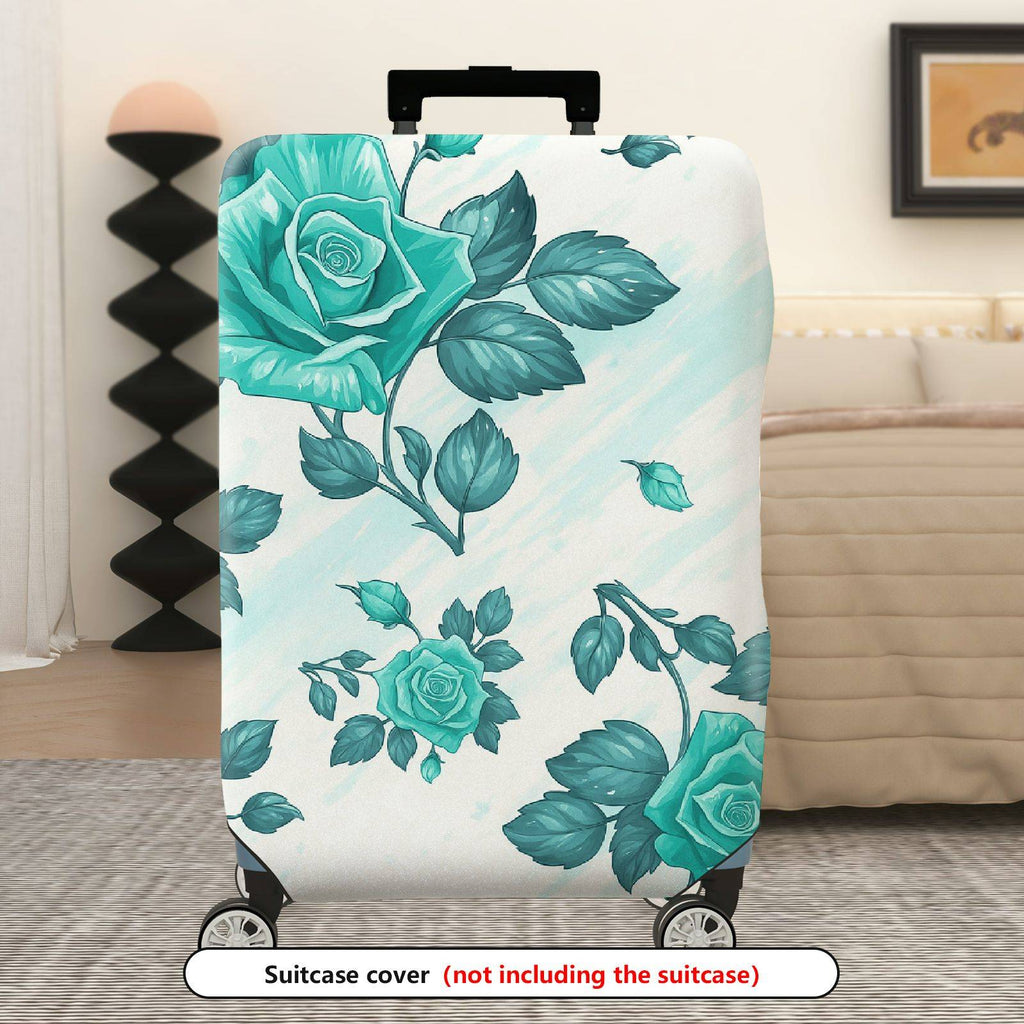1-Piece Blue Rose Floral Artistic Elegant Stylish Chic  Suitcase Luggage Cover, Stretch Protective Sleeve