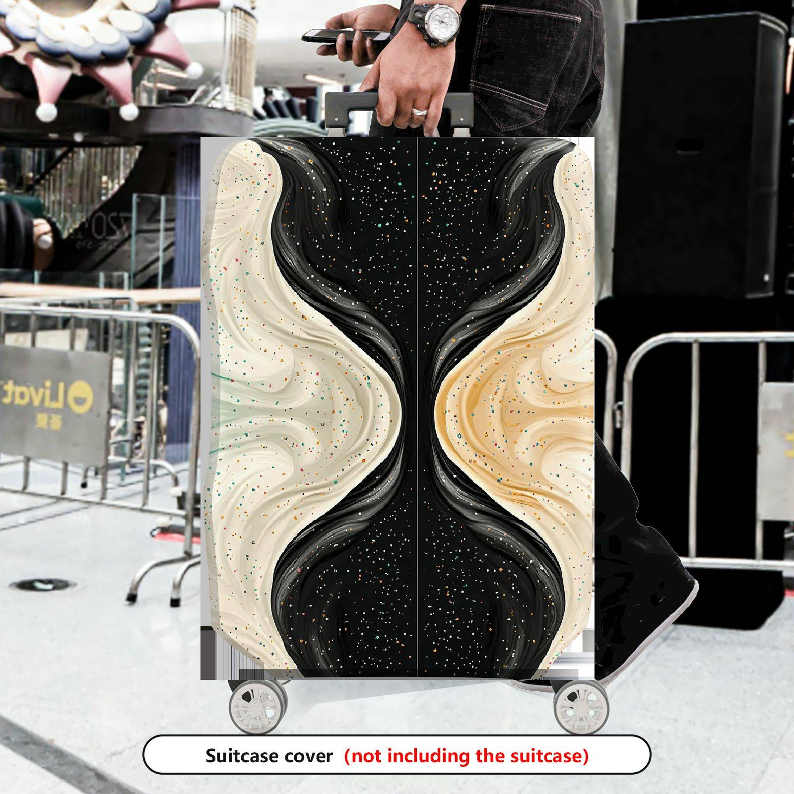 1-Piece Abstract Fluid Swirl Speckled Earthy Universe  Suitcase Luggage Cover, Stretch Protective Sleeve