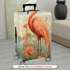 1-Piece Flamingo Flower Nature Art Vintage  Suitcase Luggage Cover, Stretch Protective Sleeve