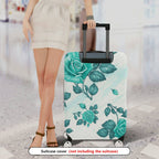 1-Piece Blue Rose Floral Artistic Elegant Stylish Chic  Suitcase Luggage Cover, Stretch Protective Sleeve