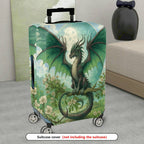 1-Piece Dragon Moon Fantasy Art Green Nature Travel  Suitcase Luggage Cover, Stretch Protective Sleeve