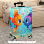1-Piece Cute  Fish Love Heart Underwater Colorful  Suitcase Luggage Cover, Stretch Protective Sleeve