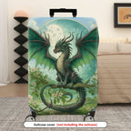 1-Piece Dragon Moon Fantasy Art Green Nature Travel  Suitcase Luggage Cover, Stretch Protective Sleeve