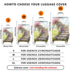1-Piece Stair Stone Flower Pink Nature Scenery  Suitcase Luggage Cover, Stretch Protective Sleeve