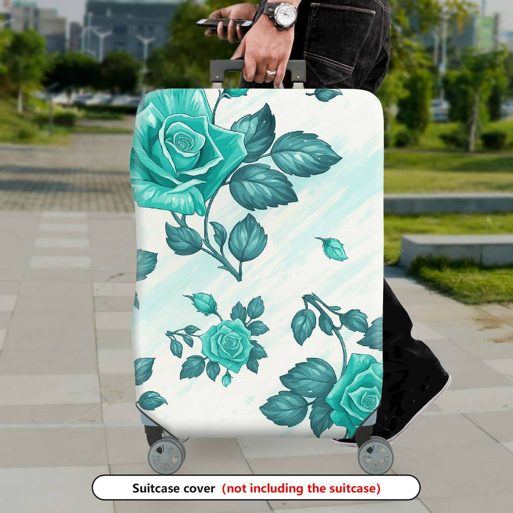 1-Piece Blue Rose Floral Artistic Elegant Stylish Chic  Suitcase Luggage Cover, Stretch Protective Sleeve