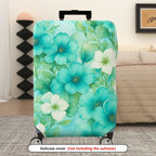 1-Piece Blue Floral Nature Leaf Abstract Pastel Artistic  Suitcase Luggage Cover, Stretch Protective Sleeve