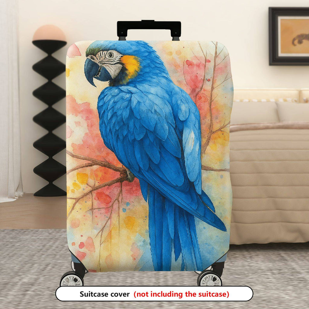 1-Piece Watercolor Parrot Blue Rainbow Nature Art  Suitcase Luggage Cover, Stretch Protective Sleeve