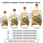 1-Piece Vintage Floral Train Painting Nature Retro Artistic  Suitcase Luggage Cover, Stretch Protective Sleeve