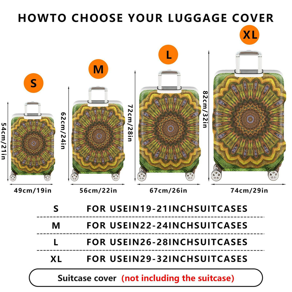 1-Piece Abstract Bohemian Floral Mandala Geometric Vibrant  Suitcase Luggage Cover, Stretch Protective Sleeve