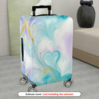 1-Piece Pastel Marble Watercolor Heart Golden Swirl  Suitcase Luggage Cover, Stretch Protective Sleeve