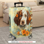 1-Piece Dog Floral Artistic Luggage Travel Design  Suitcase Luggage Cover, Stretch Protective Sleeve