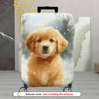 1-Piece Cute Puppy Winter Snow Bowtie Animal  Suitcase Luggage Cover, Stretch Protective Sleeve