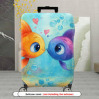 1-Piece Cute  Fish Love Heart Underwater Colorful  Suitcase Luggage Cover, Stretch Protective Sleeve
