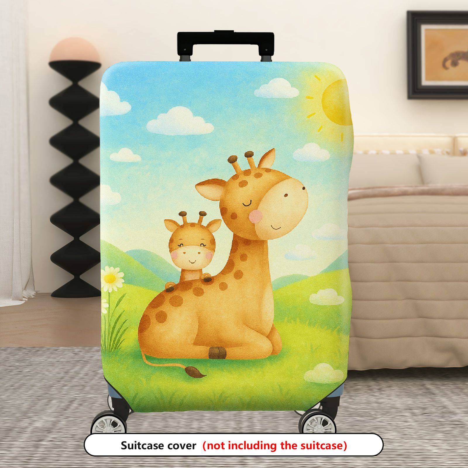 1-Piece Giraffe Grassland Sunshine Flower  Suitcase Luggage Cover, Stretch Protective Sleeve