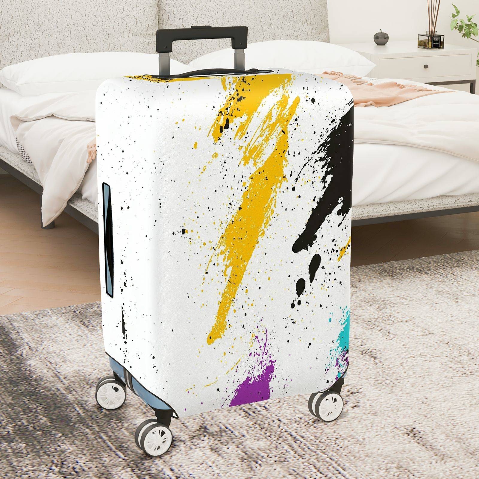 1-Piece Abstract Colorful Paint Splatter Artistic Graffiti Stylish  Suitcase Luggage Cover, Stretch Protective Sleeve