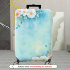 1-Piece Watercolor Floral Blue Pastel Artistic Luggage  Suitcase Luggage Cover, Stretch Protective Sleeve