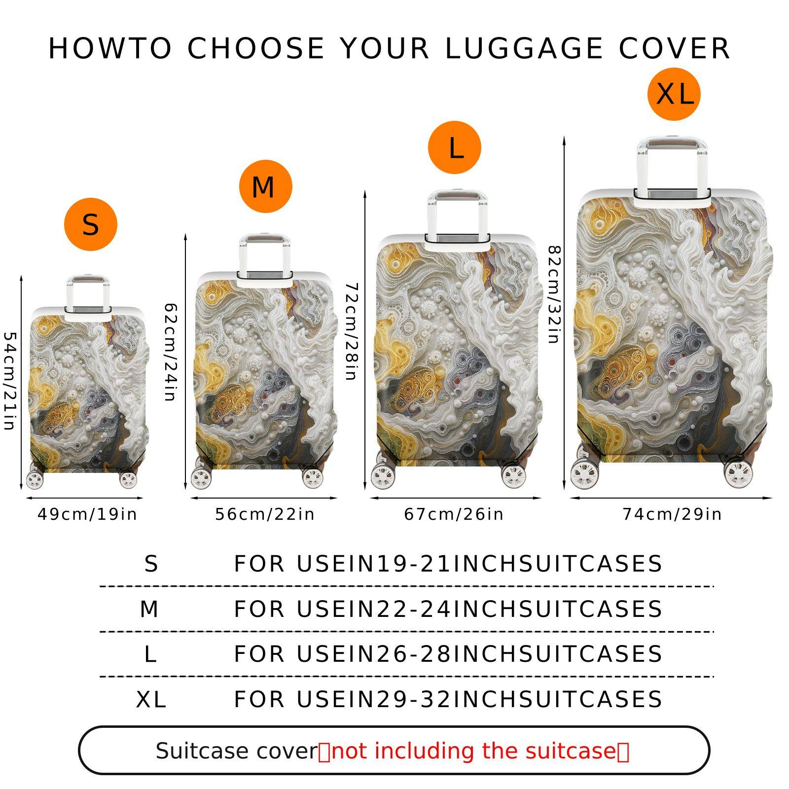 1-Piece Abstract Artistic Swirl Bubble Textured Colorful  Suitcase Luggage Cover, Stretch Protective Sleeve