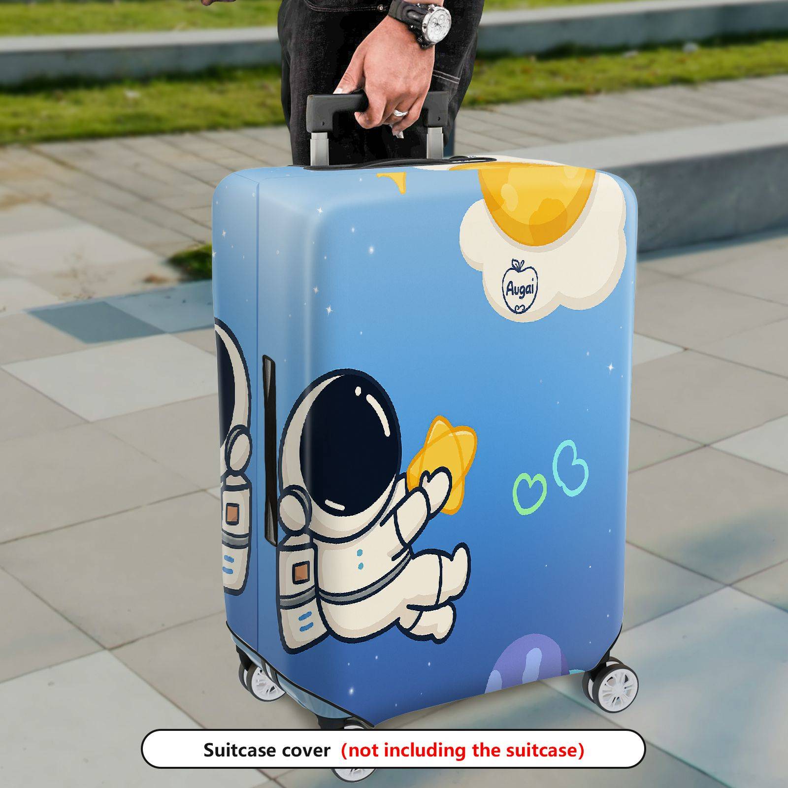 1-Piece Astronaut Space Stars Moon Sky Hearts  Suitcase Luggage Cover, Stretch Protective Sleeve