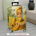 1-Piece Honey Bee Fairy Garden Flower Cute Pattern  Suitcase Luggage Cover, Stretch Protective Sleeve