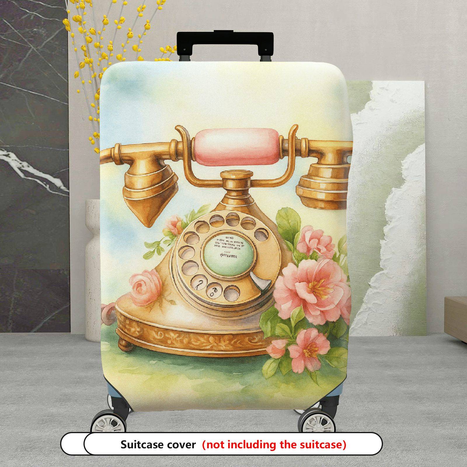 1-Piece Vintage Floral Retro Artistic Decorative  Suitcase Luggage Cover, Stretch Protective Sleeve