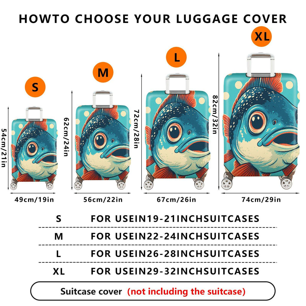 1-Piece Fish Polka Dots Cute Blue Red  Suitcase Luggage Cover, Stretch Protective Sleeve